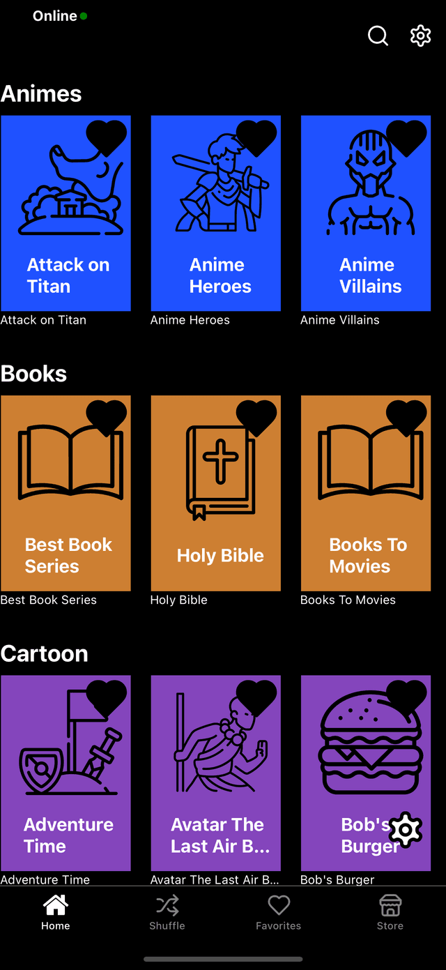 NANI fandom charades browse screen preview for pop culture decks